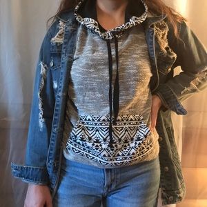 Black-and-White Aztec Hoodie